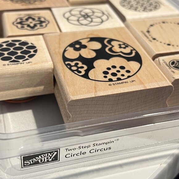 Stampin Up! Circle Circus Rubber Stamp Set Of 10 Two-Step Wooden Stamps - Picture 3 of 3
